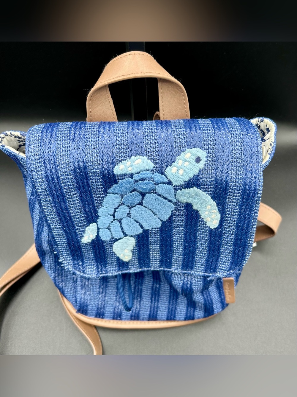 VERA BRADLEY Woven Mini Backpack in the Regatta Turtle Blue.